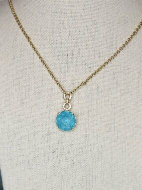 Bomb Party Necklace Lab Created Aqua Blue Quartz Necklace Gold Plating NK43396